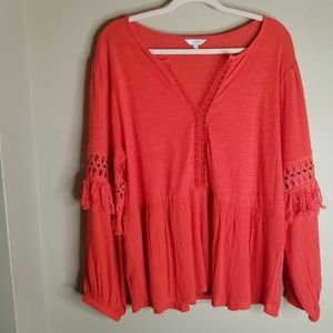 Lucky Brand orange boho top